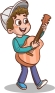 Мальчик с гитарой играет на гитаре.